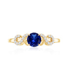 Certified 0.6 Carat Lab Grown Blue Sapphire Engagement Ring with Diamond Infinity Knot AAAA - Rosec Jewels