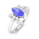 1 CT Marquise Cut Tanzanite and Diamond Promise Ring AAA - Rosec Jewels