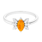 3/4 Ct Marquise Fire Opal and Diamond Engagement Ring AAA - Rosec Jewels