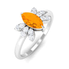 3/4 Ct Marquise Fire Opal and Diamond Engagement Ring AAA - Rosec Jewels