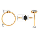 1 CT Claw Set Marquise Black Spinel and Diamond Promise Ring AAA - Rosec Jewels