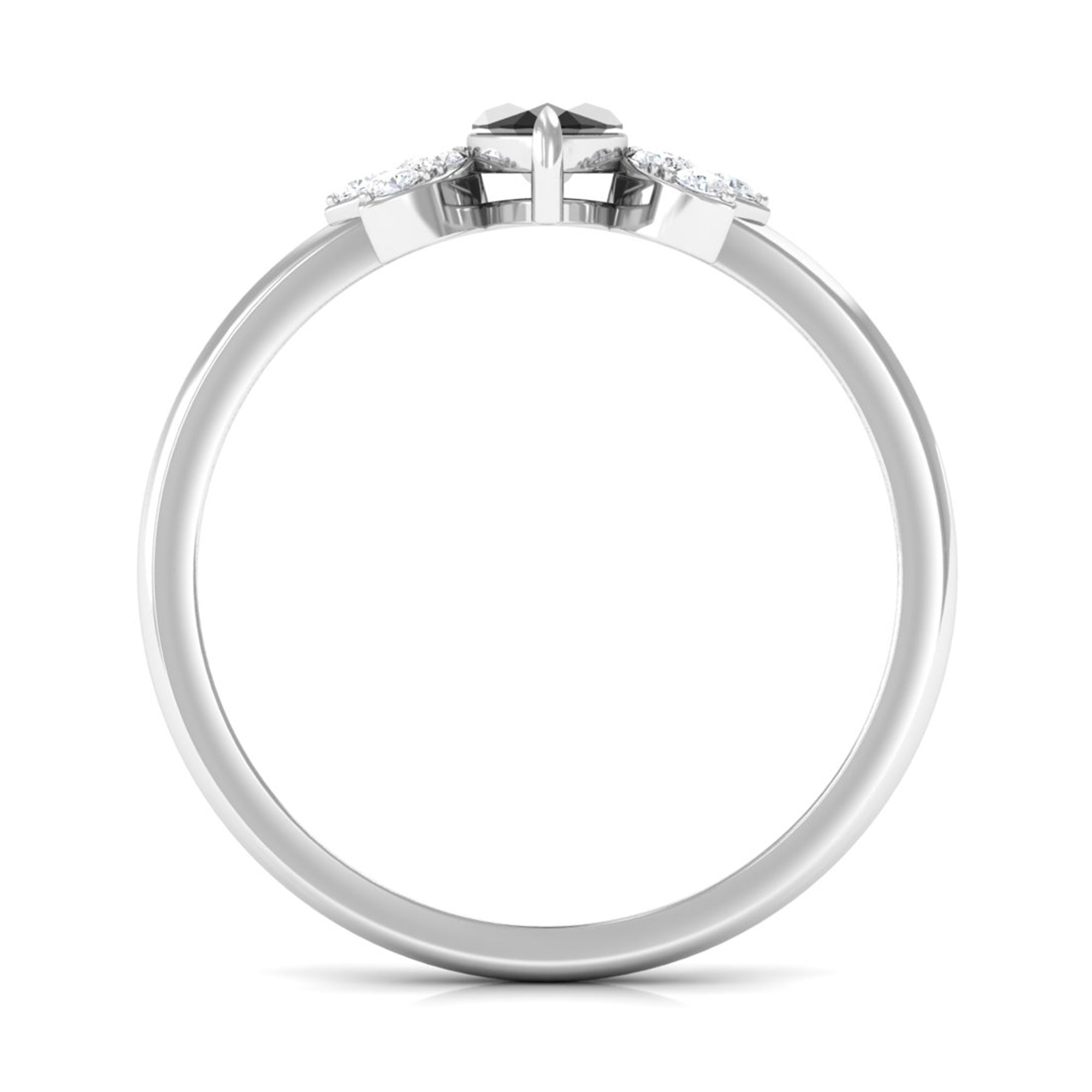 1 CT Claw Set Marquise Black Spinel and Diamond Promise Ring AAA - Rosec Jewels