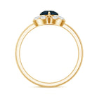 Round London Blue Topaz Floral Engagement Ring with Diamond AAA - Rosec Jewels