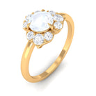 1.25 CT Moonstone and Diamond Floral Engagement Ring AAA - Rosec Jewels