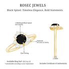 Natural Black Spinel Flower Engagement Ring with Diamond AAA - Rosec Jewels