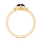 Natural Black Spinel Flower Engagement Ring with Diamond AAA - Rosec Jewels