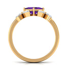 Princess Cut Amethyst Floral Engagement Ring with Diamond AAA - Rosec Jewels
