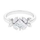 Zircon Floral Inspired Engagement Ring AAAA - Rosec Jewels