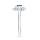 Rosec Jewels-London Blue Topaz Bezel Engagement Ring with Diamond Halo