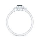 Rosec Jewels-London Blue Topaz Bezel Engagement Ring with Diamond Halo