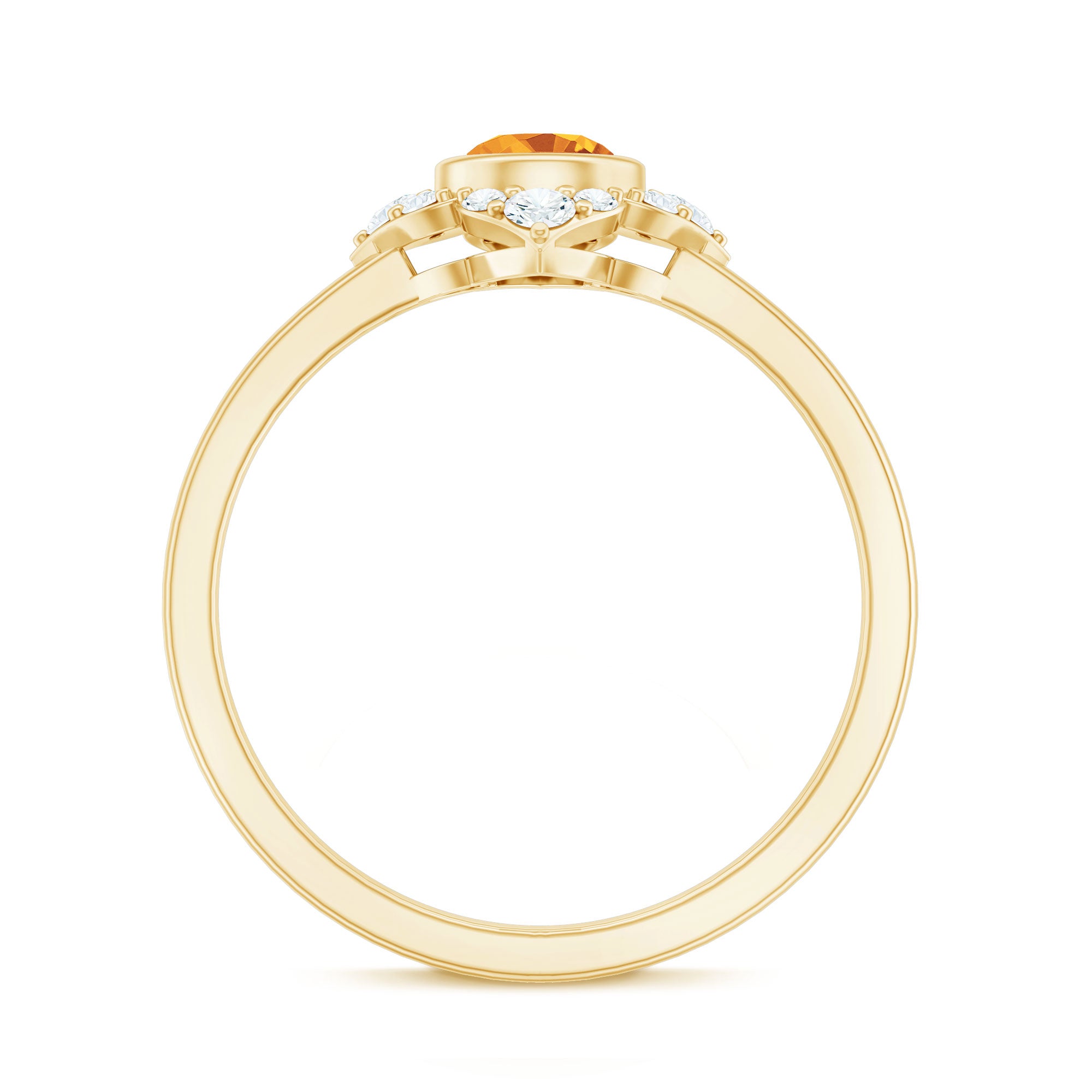 Natural Citrine Diamond Flower Engagement Ring with Certificate AAA - Rosec Jewels