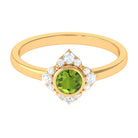 0.50 CT Vintage Inspired Peridot Engagement Ring with Diamond AAA - Rosec Jewels