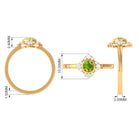 0.50 CT Vintage Inspired Peridot Engagement Ring with Diamond AAA - Rosec Jewels