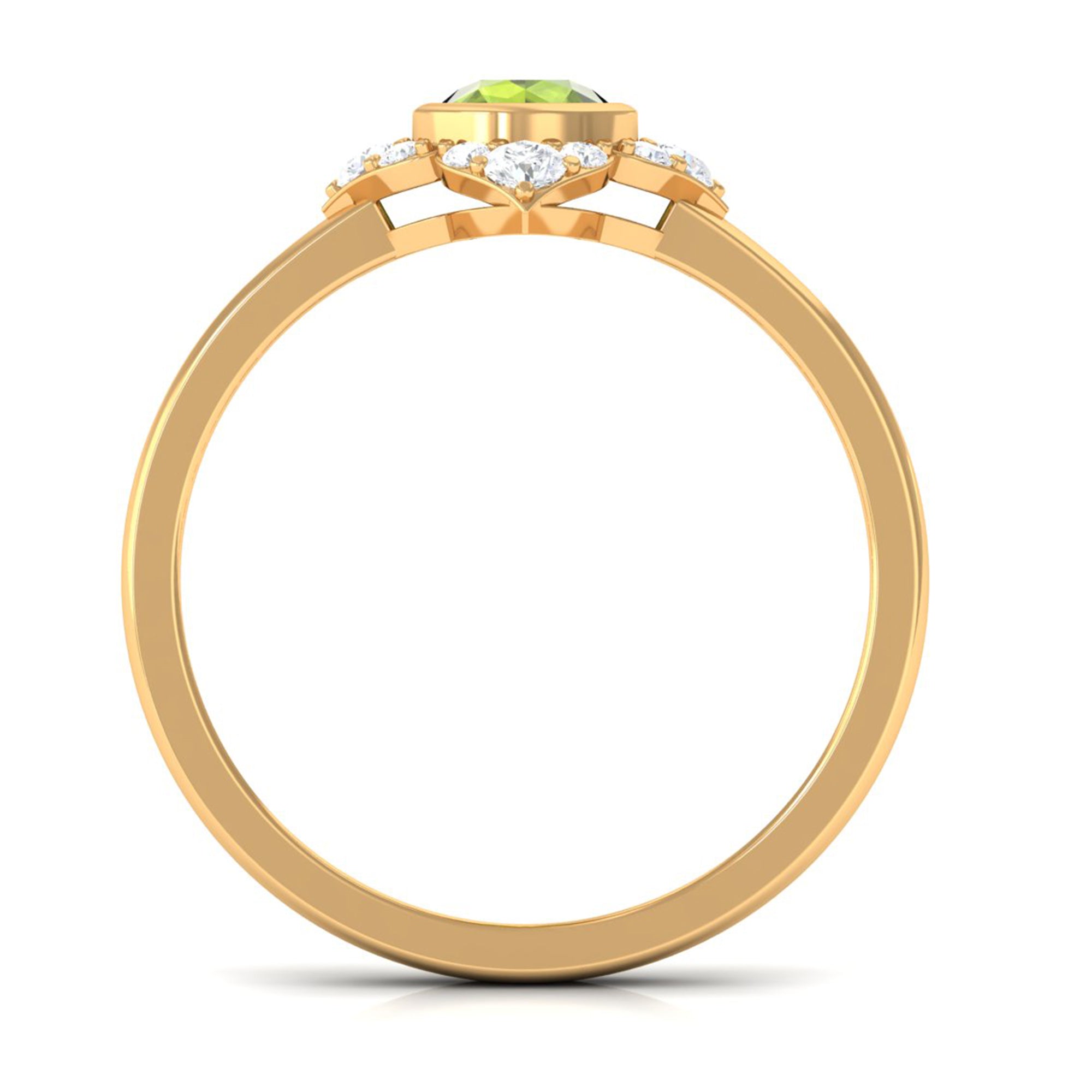 0.50 CT Vintage Inspired Peridot Engagement Ring with Diamond AAA - Rosec Jewels