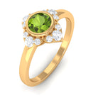 0.50 CT Vintage Inspired Peridot Engagement Ring with Diamond AAA - Rosec Jewels