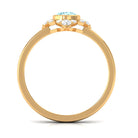 Bezel Set Aquamarine and Diamond Flower Engagement Ring with Certificate AAA - Rosec Jewels