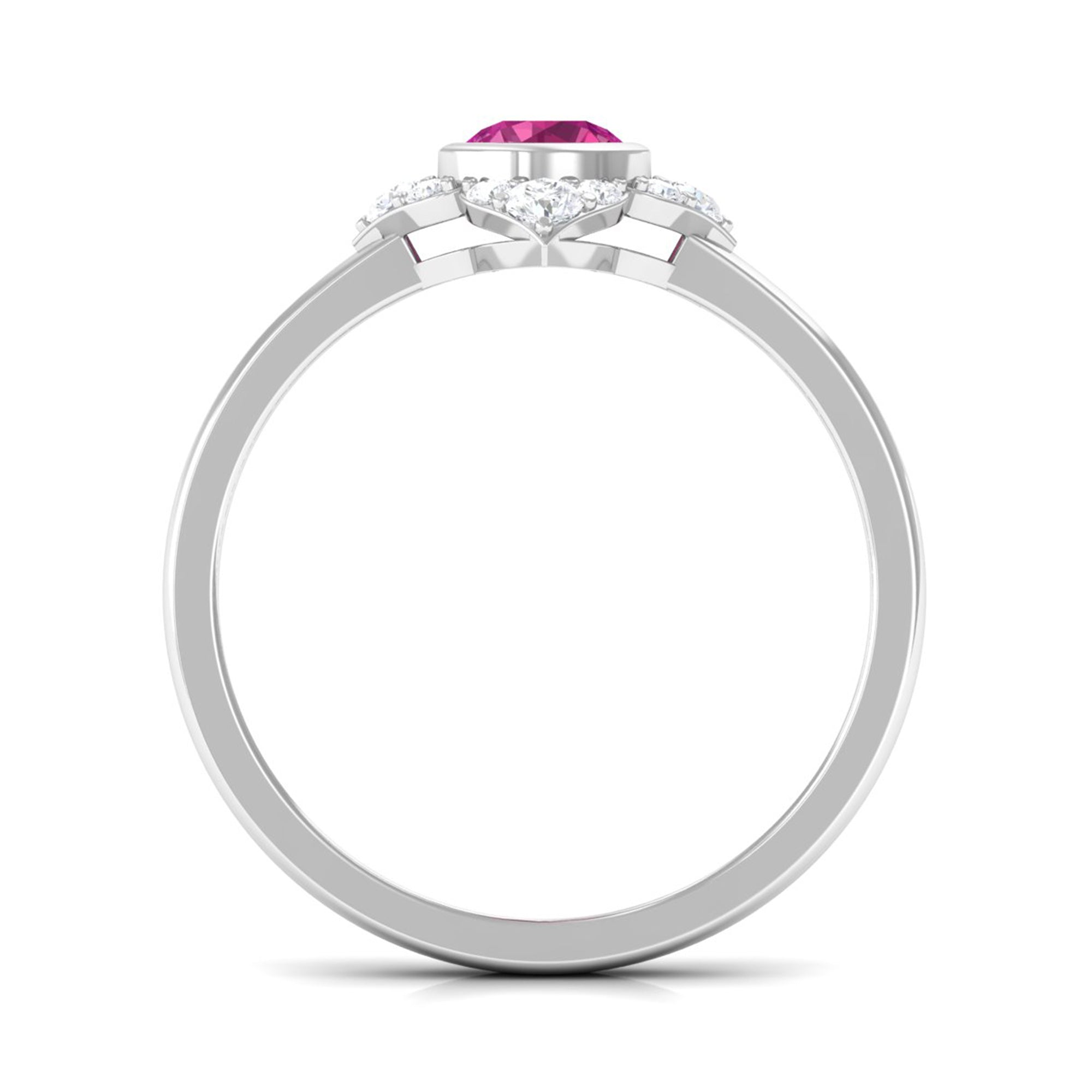 Pink Tourmaline Floral Engagement Ring with Diamond Halo AAA - Rosec Jewels
