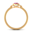 Pink Tourmaline Floral Engagement Ring with Diamond Halo AAA - Rosec Jewels