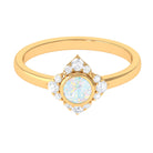 Bezel Set Ethiopian Opal Flower Engagement Ring with Diamond Ethiopian Opal - ( AAA ) - Quality - Rosec Jewels