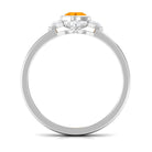 Bezel Set Orange Fire Opal Flower Engagement Ring with Diamond AAA - Rosec Jewels