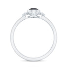 Real Bezel Set Black Spinel Flower Engagement Ring with Diamond AAA - Rosec Jewels