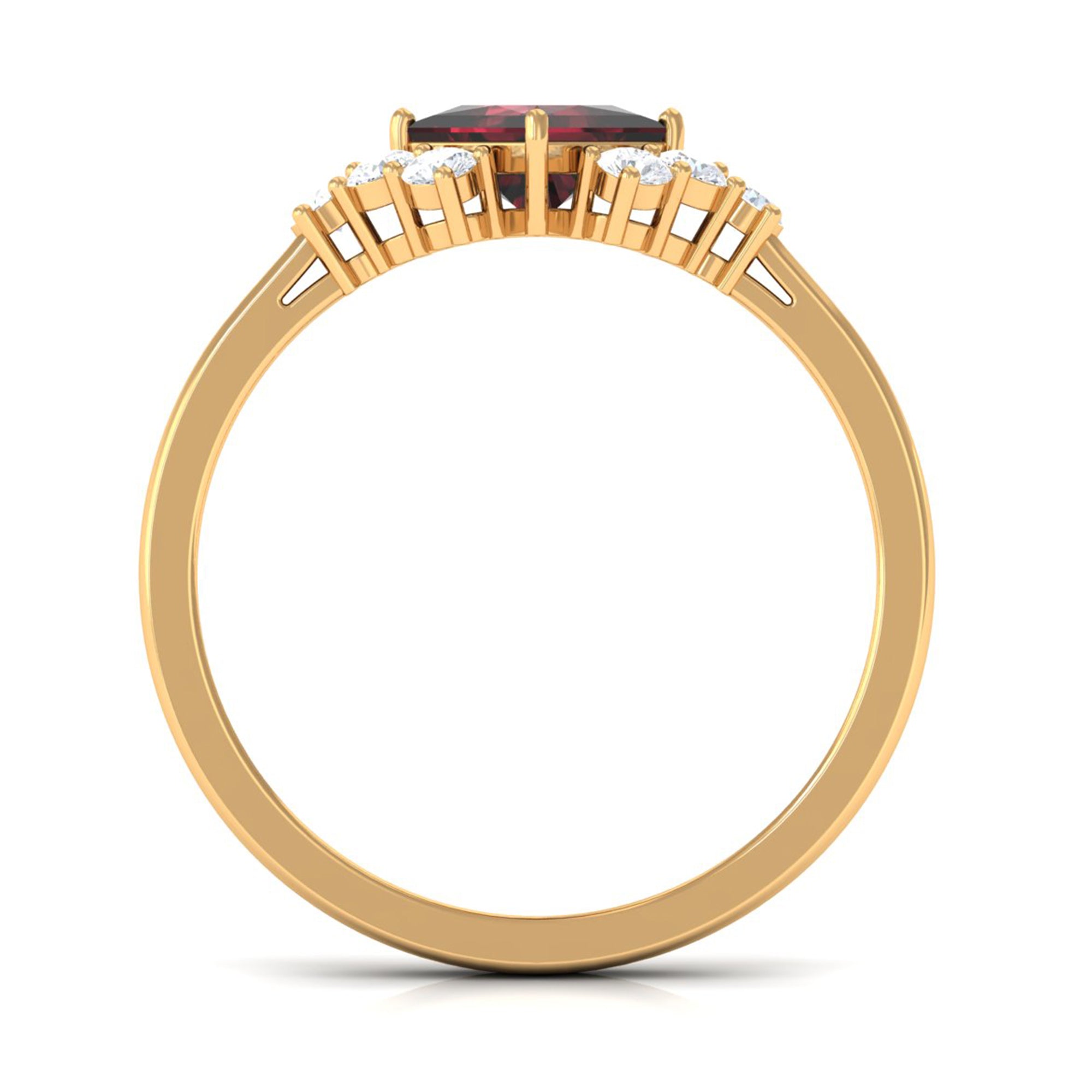 Real 6mm Garnet Princess Cut Engagement Ring with Diamond AAA - Rosec Jewels