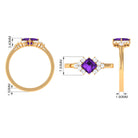 Rosec Jewels-Natural 1.2 Carat Amethyst Princess Cut Engagement Ring with Diamond