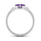 Rosec Jewels-Natural 1.2 Carat Amethyst Princess Cut Engagement Ring with Diamond