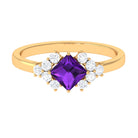 Rosec Jewels-Natural 1.2 Carat Amethyst Princess Cut Engagement Ring with Diamond