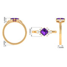 Rosec Jewels-Natural 1.2 Carat Amethyst Princess Cut Engagement Ring with Diamond