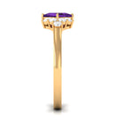 Rosec Jewels-Natural 1.2 Carat Amethyst Princess Cut Engagement Ring with Diamond