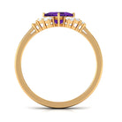 Rosec Jewels-Natural 1.2 Carat Amethyst Princess Cut Engagement Ring with Diamond