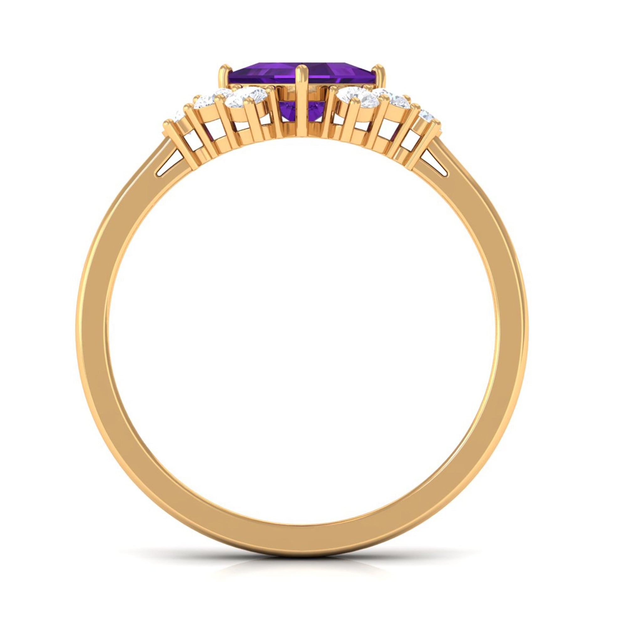 Rosec Jewels-Natural 1.2 Carat Amethyst Princess Cut Engagement Ring with Diamond
