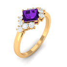 Rosec Jewels-Natural 1.2 Carat Amethyst Princess Cut Engagement Ring with Diamond