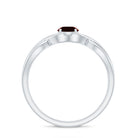 Genuine 8mm Garnet Solitaire Engagement Ring with Crossover Shank AAA - Rosec Jewels