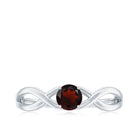 Genuine 8mm Garnet Solitaire Engagement Ring with Crossover Shank AAA - Rosec Jewels