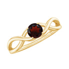 Genuine 8mm Garnet Solitaire Engagement Ring with Crossover Shank AAA - Rosec Jewels