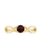 Genuine 8mm Garnet Solitaire Engagement Ring with Crossover Shank AAA - Rosec Jewels