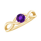 Solitaire Amethyst Crossover Engagement Ring AAA - Rosec Jewels