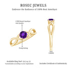 Solitaire Amethyst Crossover Engagement Ring AAA - Rosec Jewels