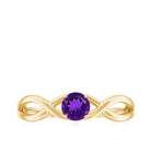 Solitaire Amethyst Crossover Engagement Ring AAA - Rosec Jewels