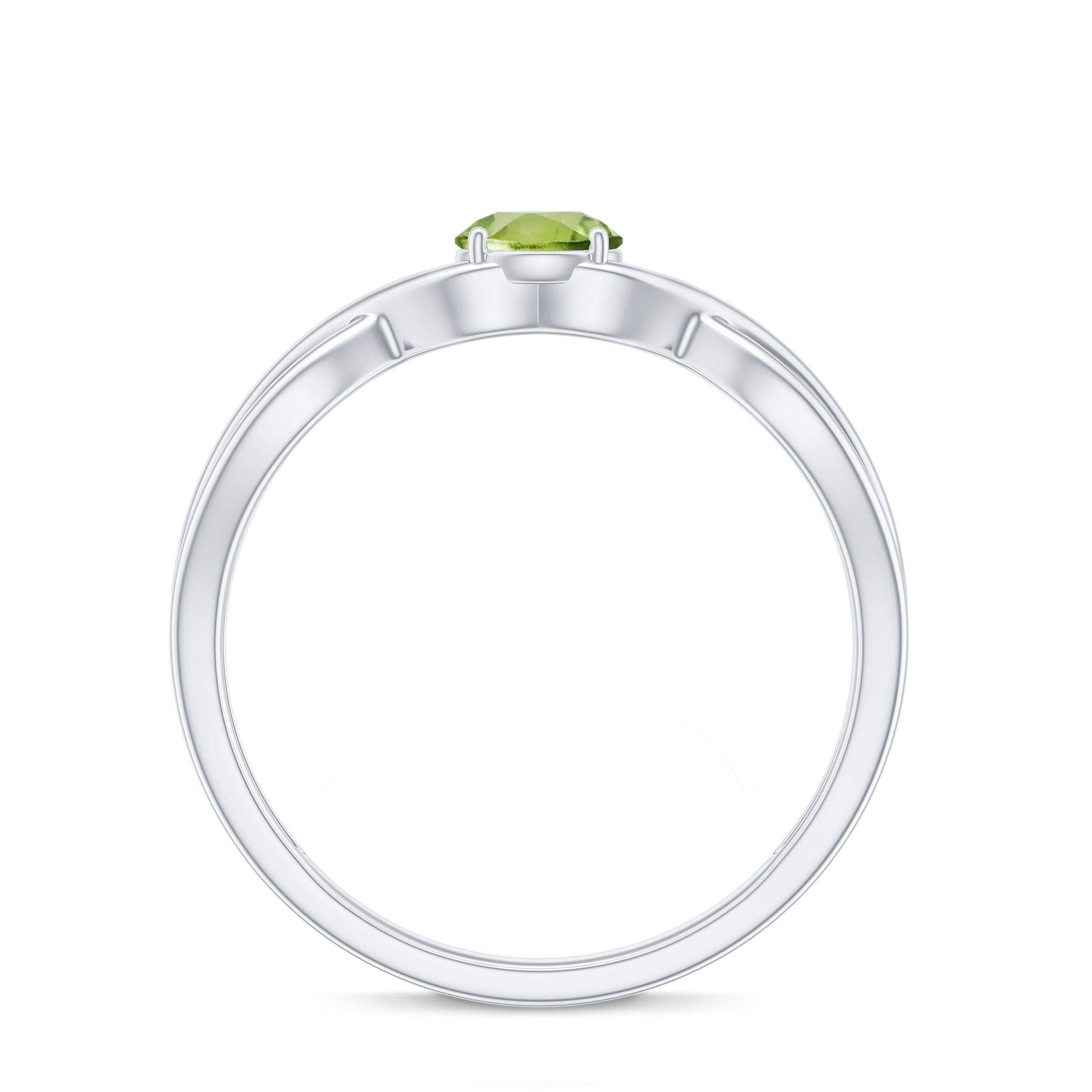 Rosec Jewels-Natural Half Carat Peridot Promise Ring with Crossover Shank