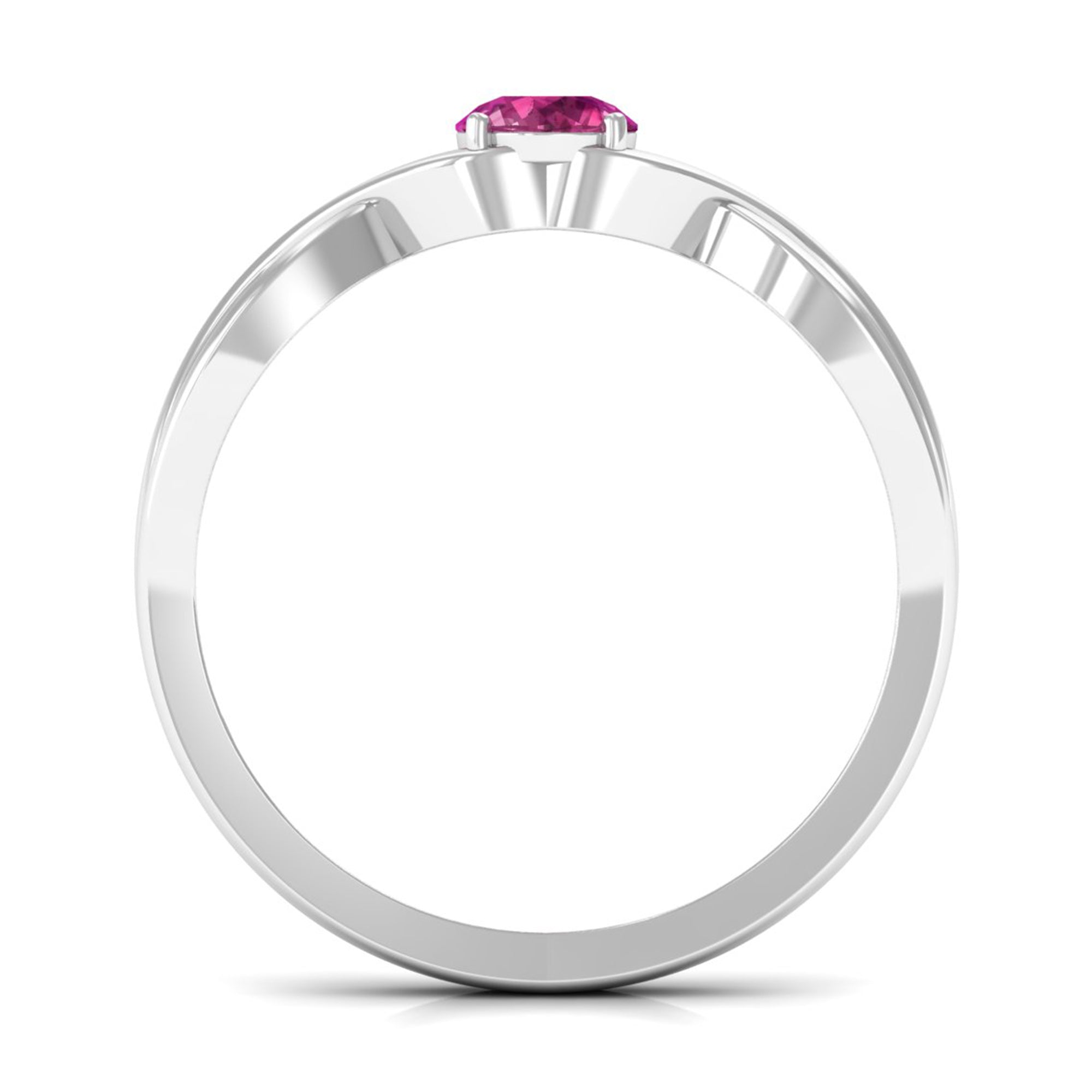 1/4 CT Real Pink Tourmaline Solitaire Ring with Crossover Shank AAA - Rosec Jewels