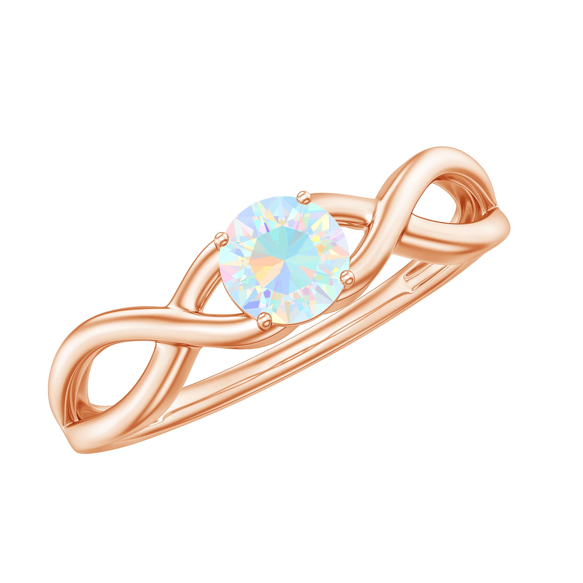 0.50 CT Solitaire Ethiopian Opal Crossover Engagement Ring Ethiopian Opal - ( AAA ) - Quality - Rosec Jewels