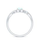 Natural Ethiopian Rainbow Opal Promise Ring with Crossover Shank AAA - Rosec Jewels