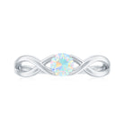 Natural Ethiopian Rainbow Opal Promise Ring with Crossover Shank AAA - Rosec Jewels