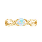 Natural Ethiopian Rainbow Opal Promise Ring with Crossover Shank AAA - Rosec Jewels