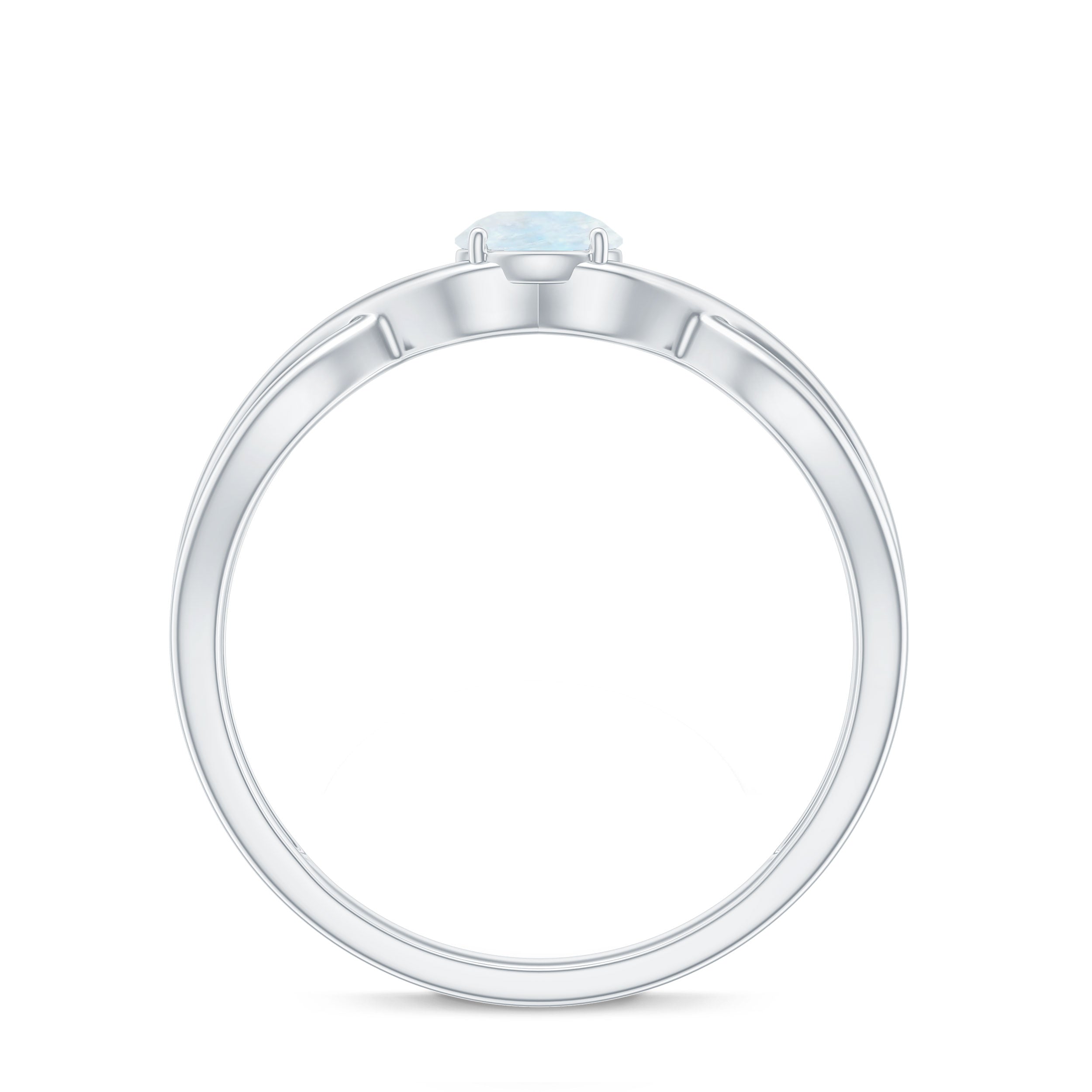 Rosec Jewels-Round Moonstone Solitaire Promise Ring in Crossover Shank