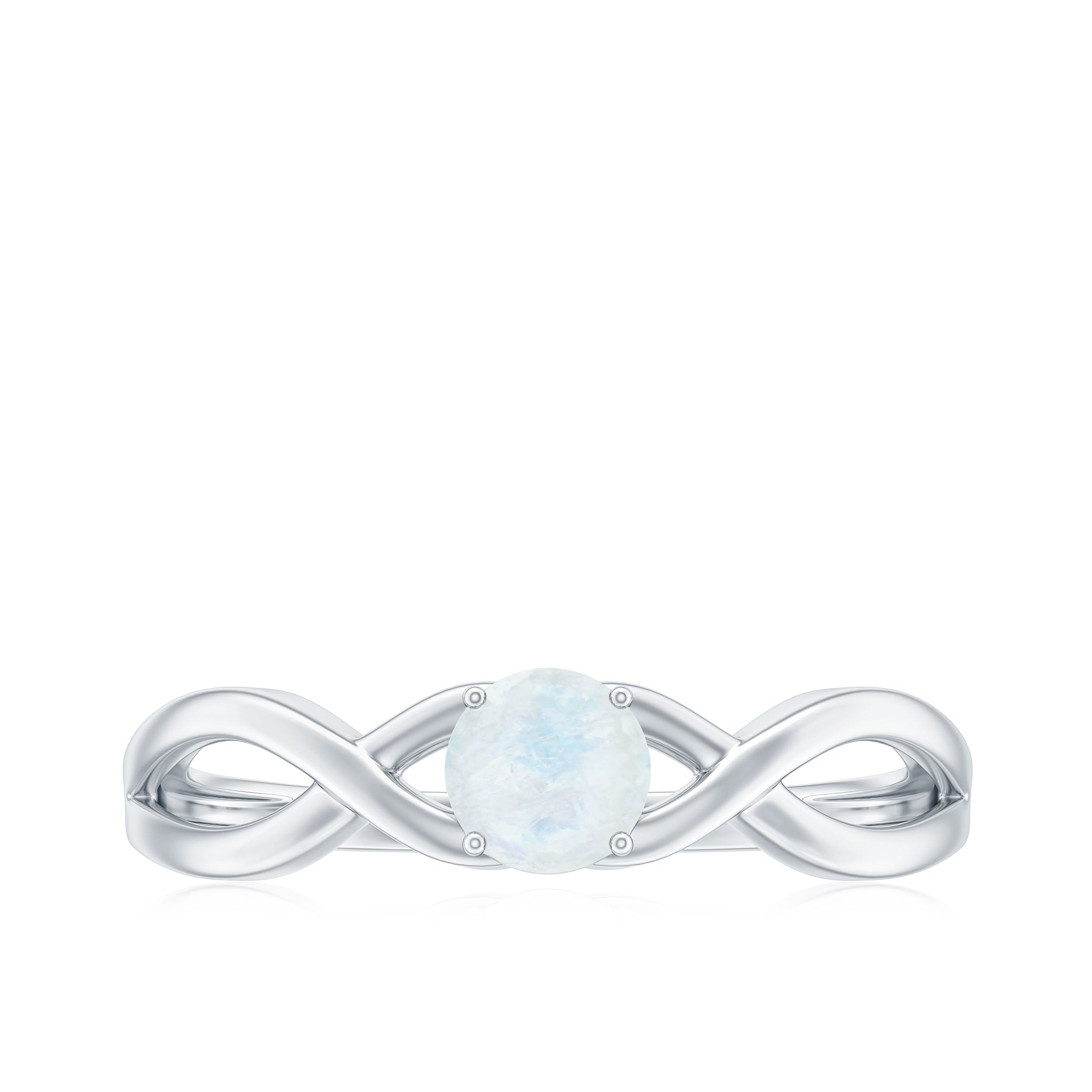 Rosec Jewels-Round Moonstone Solitaire Promise Ring in Crossover Shank