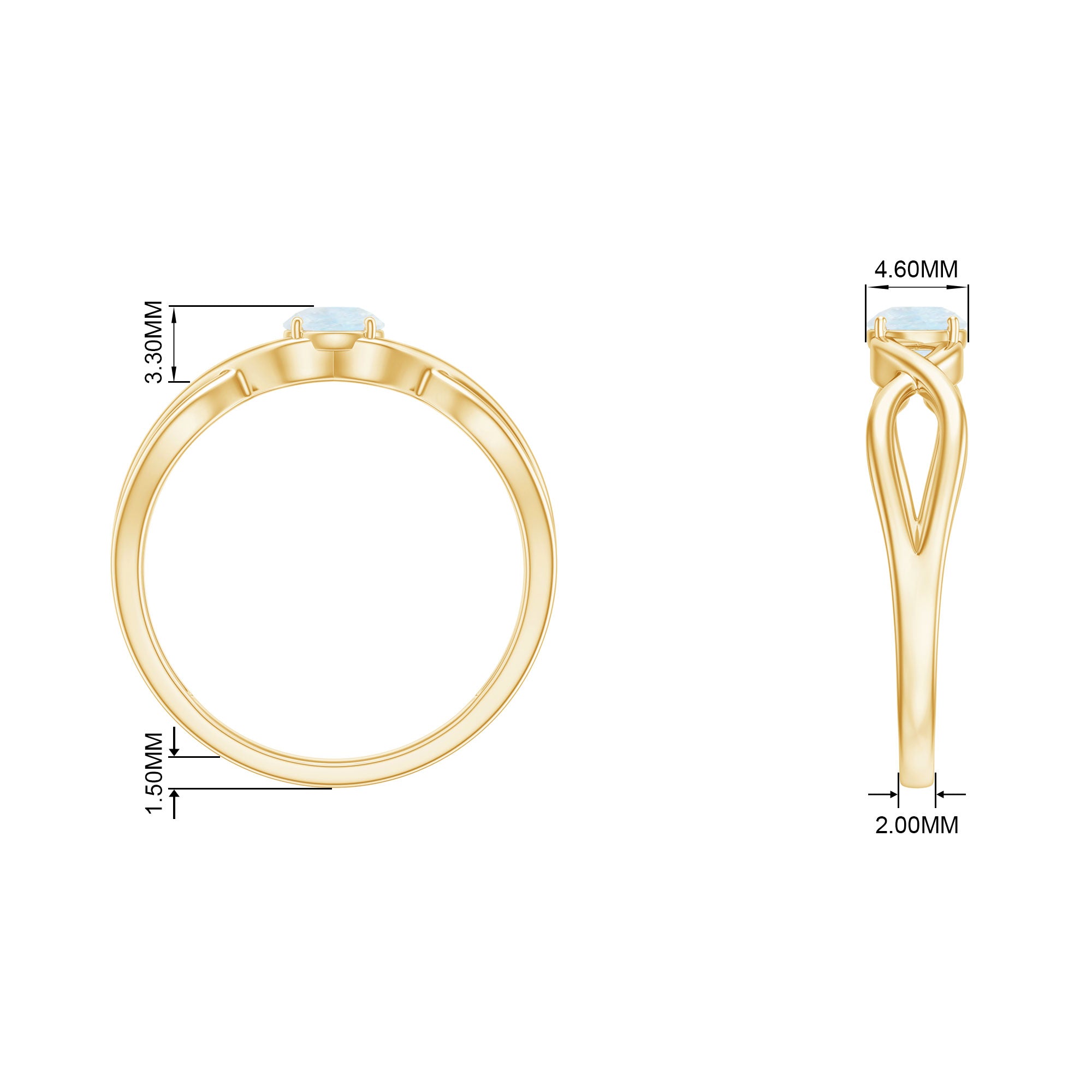 Rosec Jewels-Round Moonstone Solitaire Promise Ring in Crossover Shank